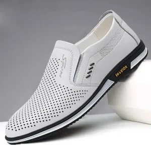 New Large Size Men’s Casual Business Formal Slip-On Comfortable Head Toe Breathable Mesh Lining Rubber Spring Shoes