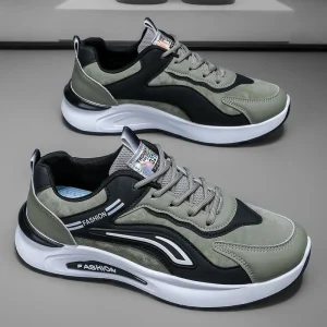 New Men’s Basketball Sports Casual Shoes with Knit Upper Popcorn Midsole Leather Outsole