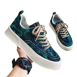 New Men’s Casual Breathable Soft Walking Shoes Running Sports Sneakers Fashionable Thick Soles Patent Leather