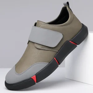 New Men’s Casual Superfine Fiber Shoes Slip-On Comfortable Low-Cut Velcro Non-Slip Flat Shock-Absorbing Breathable Solid Color