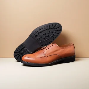 New Men’s Leather Shoes Derby Handmade for Business and Casual Wear Suitable for Weddings Round Toe Style Groom’s Shoes
