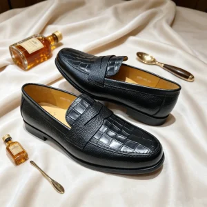 New Men’s Loafers Casual Leather Shoes Slip on Formal Business Shoes Black Brown Penny Loafers for Men Office Work