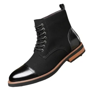 New Men’s Mid calf Chelsea Boots PU Upper Laced up Fashion Trend Abrasion Resistant Versatile Casual