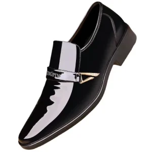 New Men’s Office Shoes Bright Soft Breathable Business Leisure Solid Color Slip-on Shoes Men’s Dress Shoes
