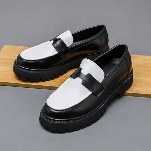 New Men’s Platform Leather Shoes Casual Fashion Business Formal Men Wedding Party Black PU Leather Shoes