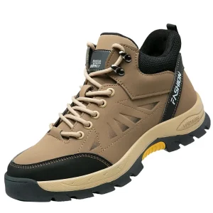 New Mid-top Steel Toe Safety Shoes Men Anti-Smash Anti-Puncture Water-Resistant Wear-Resistant Non-Slip Leather Upper Protective