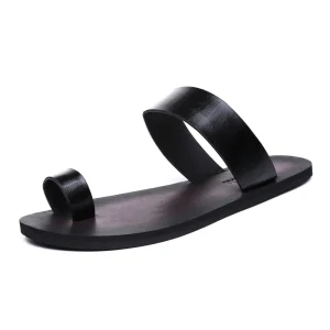 New Model High Quality Rome Stylish Mens slippers Top Layer Genuine Leather Sandals for Man Big Size 47 Anti slip Brand Fashion
