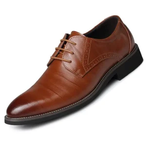 New Plus Size Cross border Mens Leather Dress Shoes Trendy Versatile Youth British Pointed Lace up Business Casual Mens Shoes