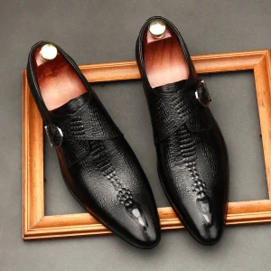 New Products Ideas Elegant Style British Authentic Genuine Leather Men’s Dress Shoes Wedding Party Shoes Wooden Sole