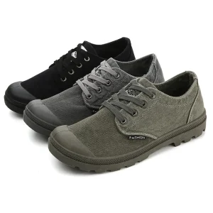New Spring Korean Style Men’s Canvas Shoes Trendy Breathable Sports Hiking Shoes with Lace-Up Closure