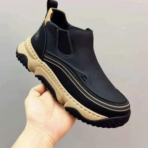 New Spring Men’s Handmade Casual Leather Shoes Retro Large Toe Slip-on Thick-soled Breathable Trendy Men’s Leather Shoes