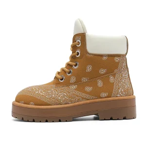 New Style Cashew Flower Martin Boots High-Top Men’s Shoes Retro Thick-Soled Height-Increasing Work Boots