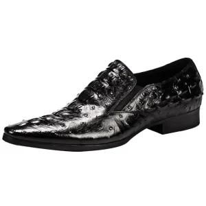 New Style Fashionable Men’s Thick-Soled Leather Shoes Formal Business Smooth Leather Embossed Breathable Men’s Shoes
