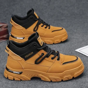 New Style Men’s Boots Fashion Versatile Work Shoes Anti-slip Wear-resistant Thick Bottom Sports Walking Shoes