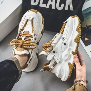 New Trendy Elevated Height Men’s Shoes, Autumn Winter Thick Sole Casual Shoes, Breathable Mesh Sports Shoes