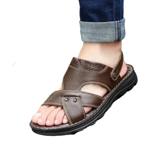 New Wenzhou Factory Men’s Open Toe Genuine Leather Sandals Thick Massage Soles Suitable India Summer Shoes High Quality