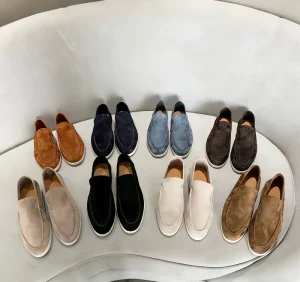 New men’s casual suede pointed toe loafers lightweight non-slip soft sole casual men’s shoes