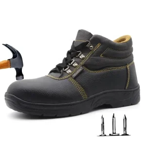 Non slip Oil Resistant Rubber Sole Pu Upper Iron Toe Iron Mid Plate Prevent Puncture Industrial Safety Shoes for Men
