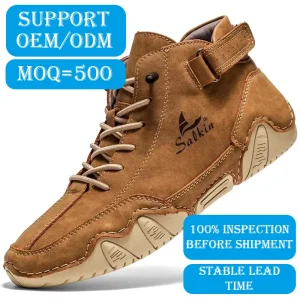 OEM Cross-Border Export Men’s Boots All Season Ankle Boots Style Large-Size Zipper Outdoor Casual Male Work Boots 7001