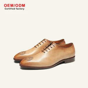 OEM Custom British Style Men’s Lace up Oxford Shoes High Top Pointed Toe Comfort Cowhide Carving Wedding Business Formal Dress