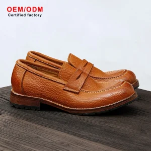 OEM Custom Light Luxury Top Grain Cowhide Lace-up Oxford Shoes British Leather Sole Genuine Leather Comfort Men’s Loafers Spring