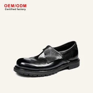 OEM Custom Men’s Goodyear Welt Lace Up Loafers Premium Cowhide Upper British Retro Business Casual Genuine Leather Wedding Shoes