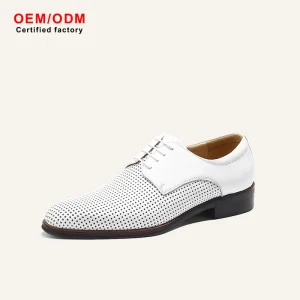 OEM Custom Perforated Brogue Business Men’s Shoes British Formal Shoes Plus Size Cowhide Leather Derby Lace-up Comfort Pointed