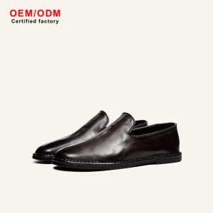 OEM Custom Retro Men’s Top-Grain Cowhide Loafers British Vintage Slip-On Shoes Versatile Business-Casual & Commuter Footwear
