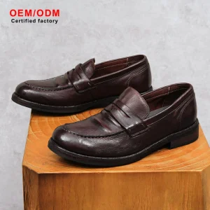 OEM Handmade Solid Horsehide Loafers Breathable Waterproof Shock Resistant Goodyear Welt Slip-On Men’s Office Career Shoes