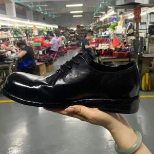 OEM Men’s Waterwashed Genuine Leather Derby Shoes Custom Goodyear Welt Lace Up Comfort Dress Shoes Factory Manufacturer