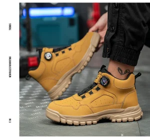 OEM Original Work Boots for Men Rotary Button Anti Scratch Steel Toe Winter Safety Shoes Fur Factory