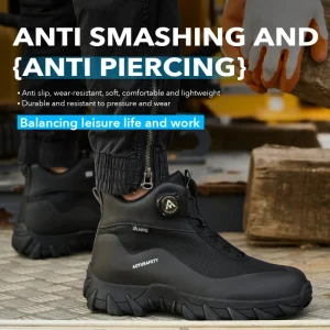 OEM Unisex Industrial Safety Boots Winter Suede Outdoor Hiking Steel Toe Work Shoes Anti Slip Rubber Outsole Safety Shoes