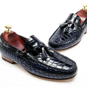 Office Loafers Shoes Men Goodyear Tassel Moccasin Casual Shoes Genuine Crocodile Leather