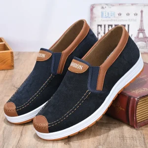 Old Beijing style Men’s Casual Breathable Slip on Shoes Durable Non slip Work Shoes Canvas Shoes with Cloth Lining for Spring