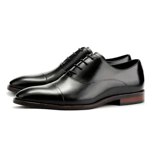 Oxford Lace up Embroidered Toe Men’s Casual Business Formal Wedding Shoes Genuine Leather Upper Anti Slip Rubber Insole All