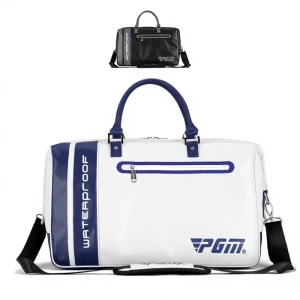 PGM Golf Clothing Bag Men’s Microfiber Leather Waterproof Striped Zipper Closure Separate Shoe Pocket Storage