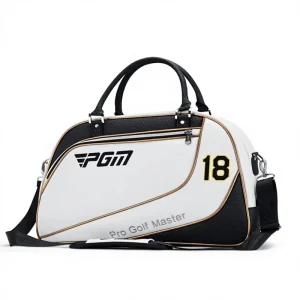 PGM Golf Men’s Microfiber Leather Waterproof Zipper Closure Color Block Clothing Storage Crossbody Handheld Sports Bag