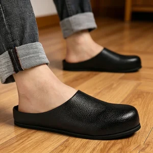 PU Leather Men’s Slip-On Retro Casual Breathable Cushioning Anti-Slippery Rubber Outsole Outdoor Sports Walking