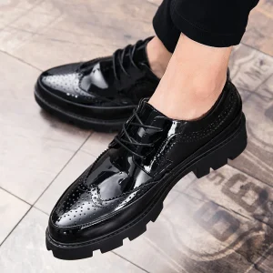 Platform Black Height Increase Formal Shoes High Quality Men’s Dress Shoes Oxford Formal Leather Shoes for Men