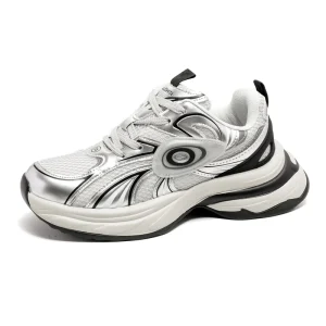 Platform Booster Men’s Retro Fashion Running Sneakers Daddy Shoes Height Increasing Feature Mesh Summer Spring