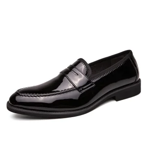 Plus Size Comfort Casual Dress Shoes Pure Color Slip on Men’s PU Leather Loafers Shoes