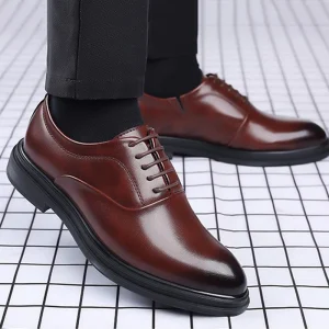 Plus Size Men’s Casual Dress Shoes Round Toe Tie Up Wedding Shoes