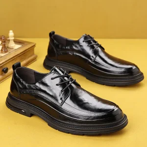 Pointed Toe Loafers Leather Shoes with EVA Midsole and Rubber Outsole Black for Men in Office & Wedding Lightweight