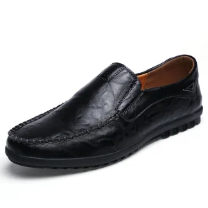 Popular Lightweight Men’s Driving Shoes with Rubber Soles Genuine Leather Walking Shoes Non slip Casual Shoes