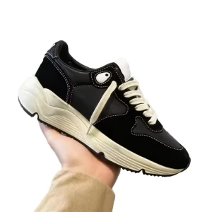 Premium Black Suede Leather Chunky Sneakers High Quality Designer Men’s Running Sole Custom Fashion