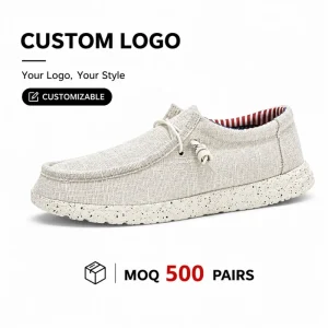 Premium Customizable Low Top OEM ODM Men’s Breathable Canvas Loafers Slip on Casual Shoes EVA Outsole Cloth Driving Bulk