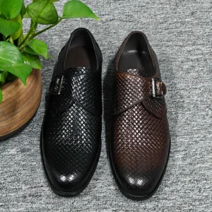 Premium Handcrafted Monk Strap Oxford Dress Shoes for Men Top Grain Cowhide Leather Elegant Formal Business Office Fashion Shoes