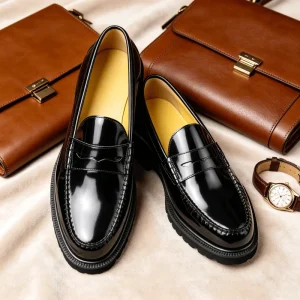 Premium Penny Slot Patent Loafers Men’s Formal Business Dress Shoes Handmade Formal Shoes High-End Footwear