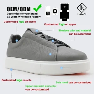 Private Label Footwear Manufacturer Designer Custom Mens Genuine Leather Chunky Sneaker With Your Logo