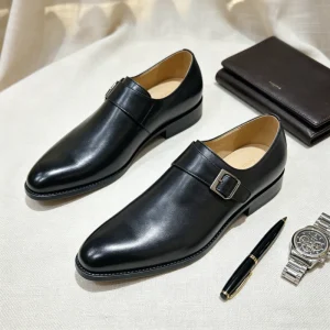 Professional Business Monk Strap Shoes Men Genuine Leather Formal Footwear Classic Buckle Design OEM ODM Available